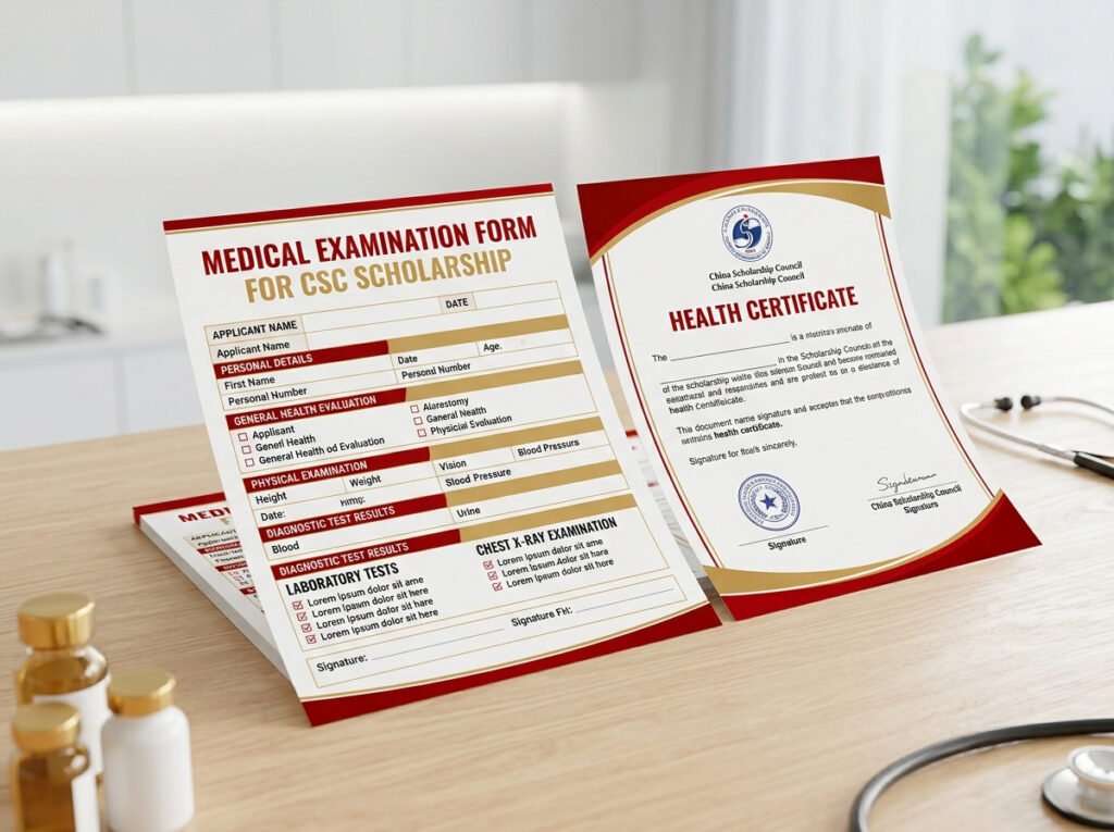 gsc scholarship china certificat médical dossier