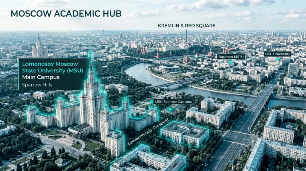 université de Moscou ville campus vue aérienne