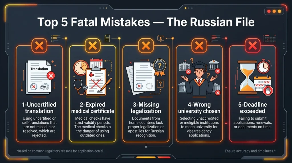 Erreurs Dossier Admission Russie : Les 5 Erreurs Suivantes