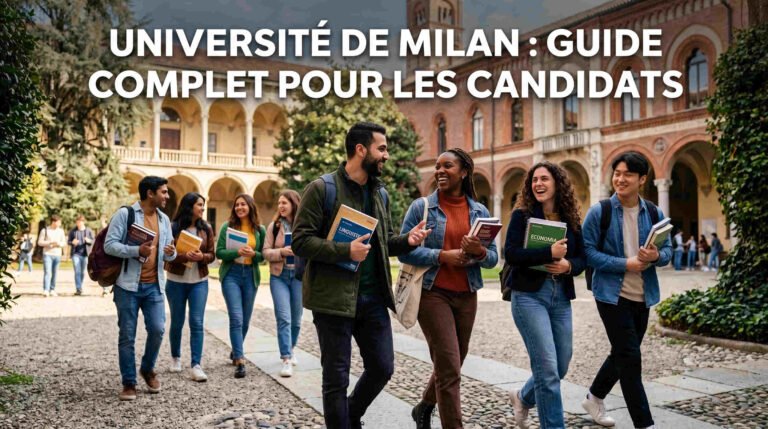 Étudiants sur le campus de l'Université de Milan en Italie lors de leur parcours universitaire.